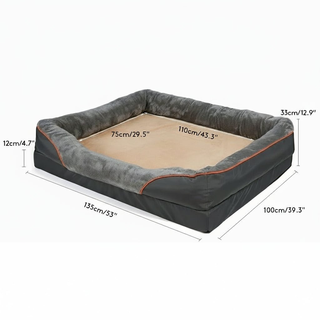 LEVAPET – Waterproof Orthopedic Dog Bed with Raised Pillow & Memory Foam Support