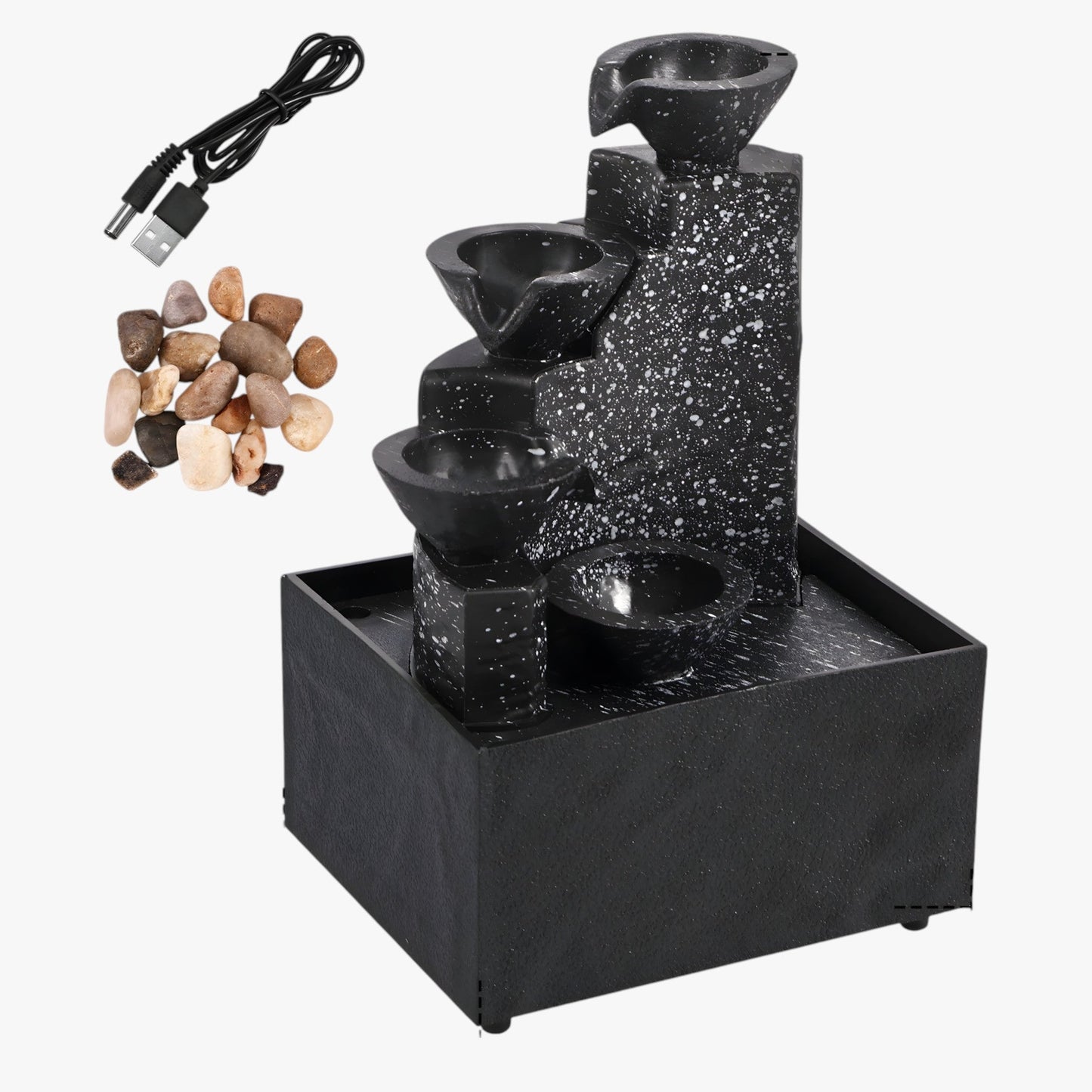 Entspannender Wasserfall Brunnen für Zuhause und Büro mit LED-Beleuchtung – Kompakt & Beruhigend-2