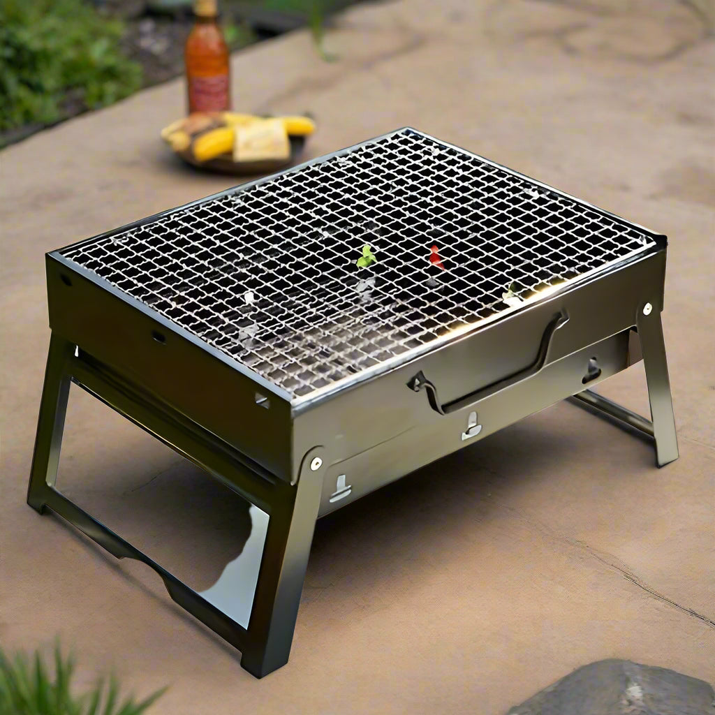 CampFlare stainless steel charcoal barbecue - Compact outdoor barbecue for travelling & camping