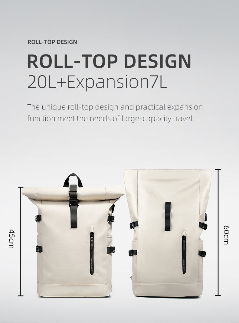 ROLLTRAIL - Expandable roll-top rucksack with laptop compartment & large volume