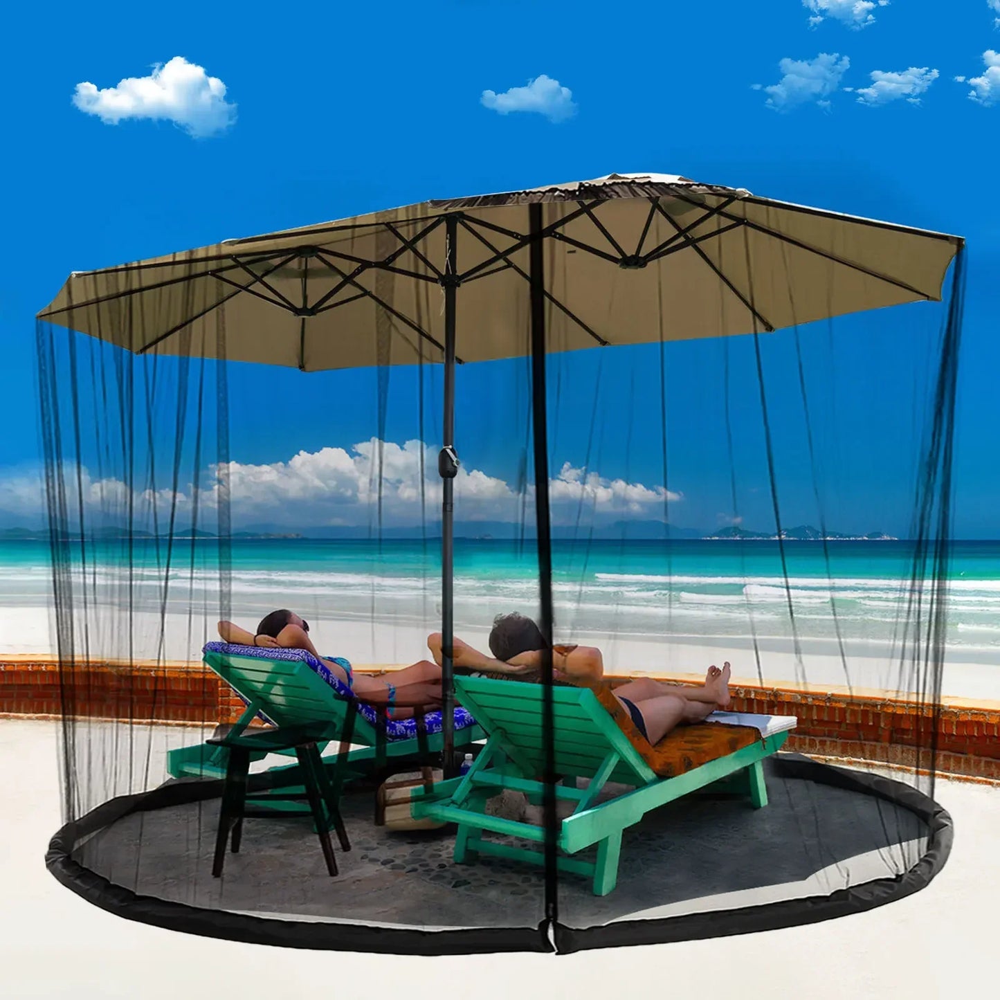EcoShield Mosquito Net - Mosquito net for parasols up to 4m with zip fastener