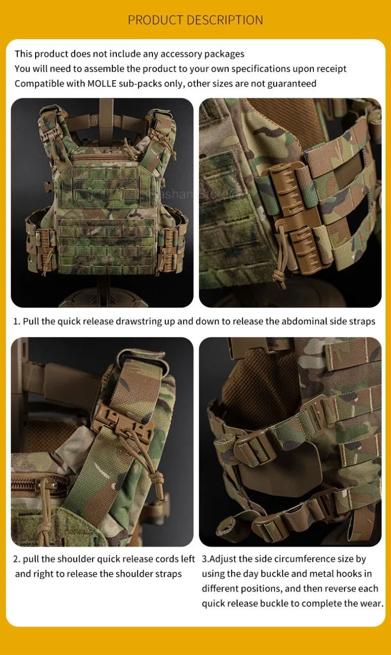 TACTICAL ARMOR CARRIER - Modular protective waistcoat with laser-cut MOLLE & quick-release system