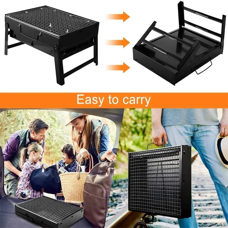 CampFlare stainless steel charcoal barbecue - Compact outdoor barbecue for travelling & camping