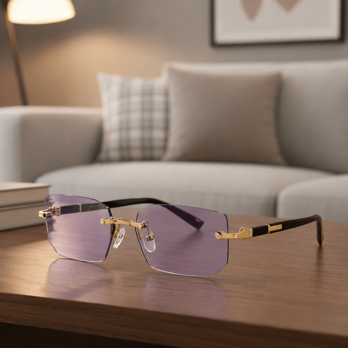 SHADEVISTA – Rectangular Frameless Sunglasses with UV400 Protection