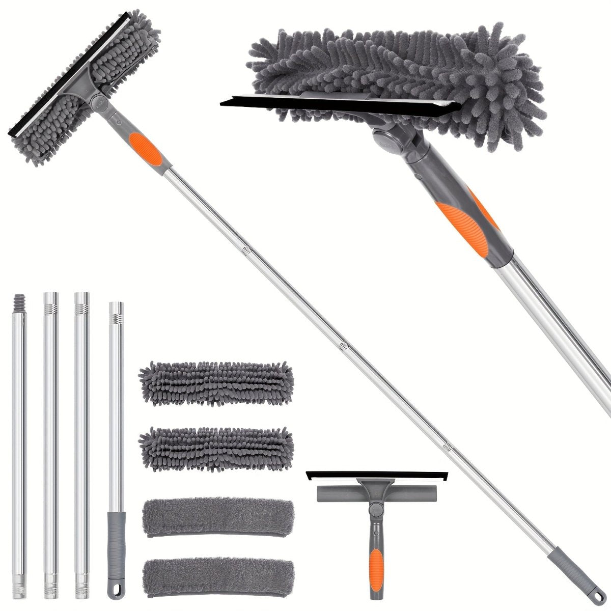 SLEEKWIPE – 2-in-1 Verstellbares Glasreinigungswerkzeug mit Abzieher und Scheuerschwamm 9