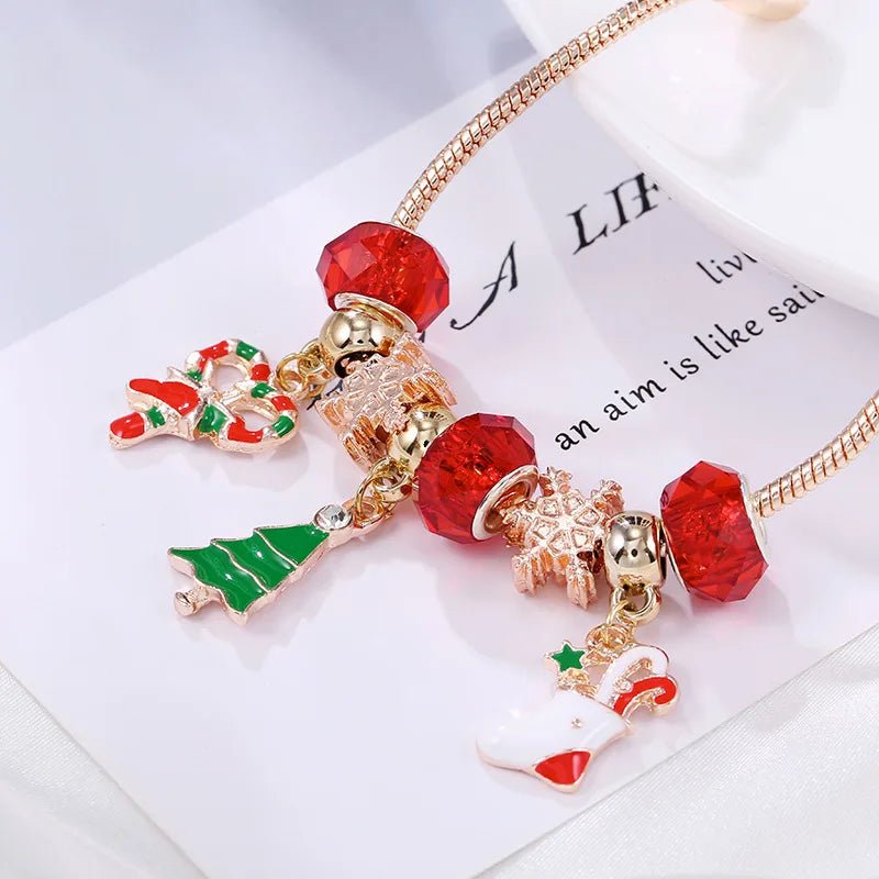 SNOWWRIST – Festliches Zuckerstangen-Charm-Armband mit verstellbarer Silberkette 5