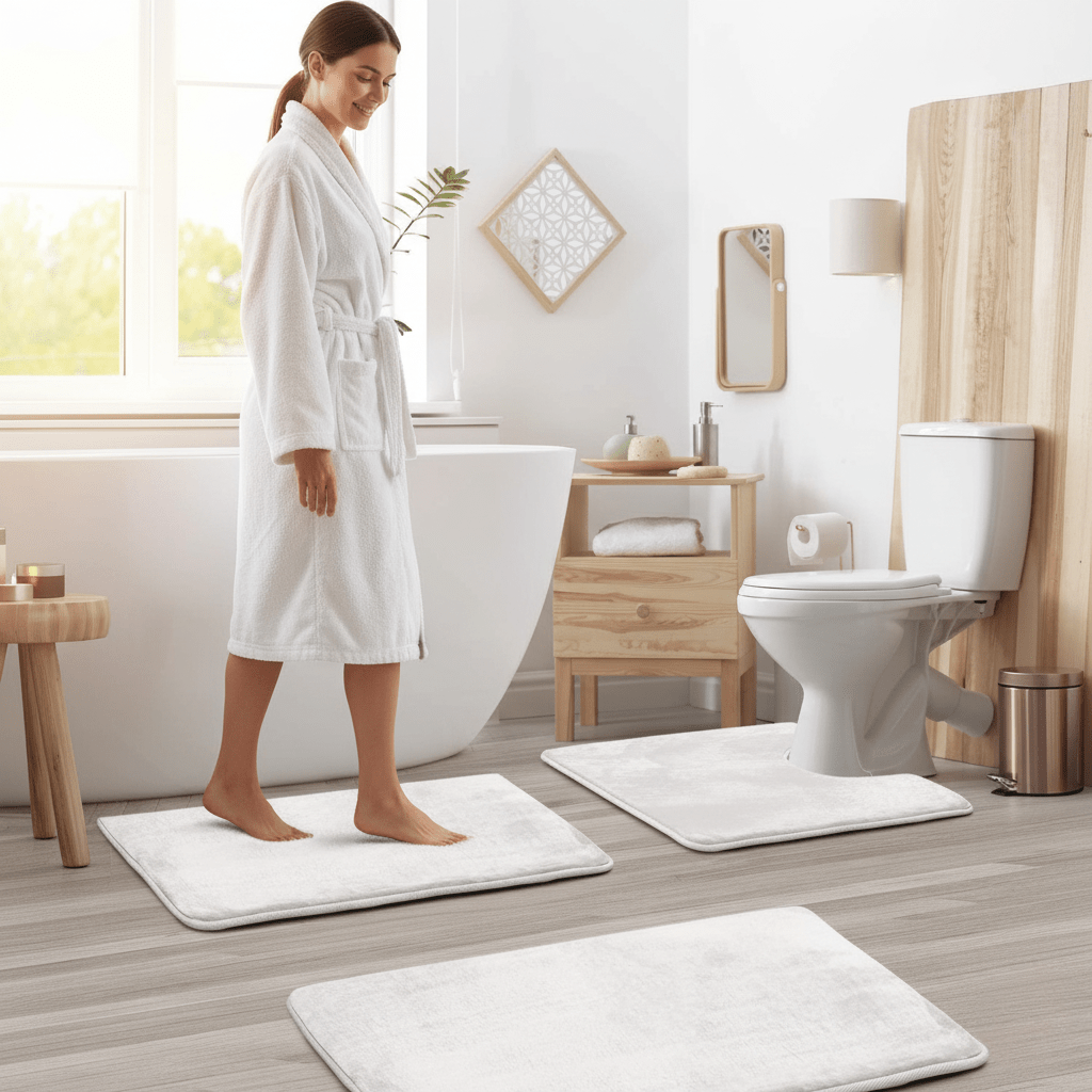 SOAKREST – Saugfähiges Badezimmerteppich-Set aus Memory-Schaum mit rutschfester Unterseite 1