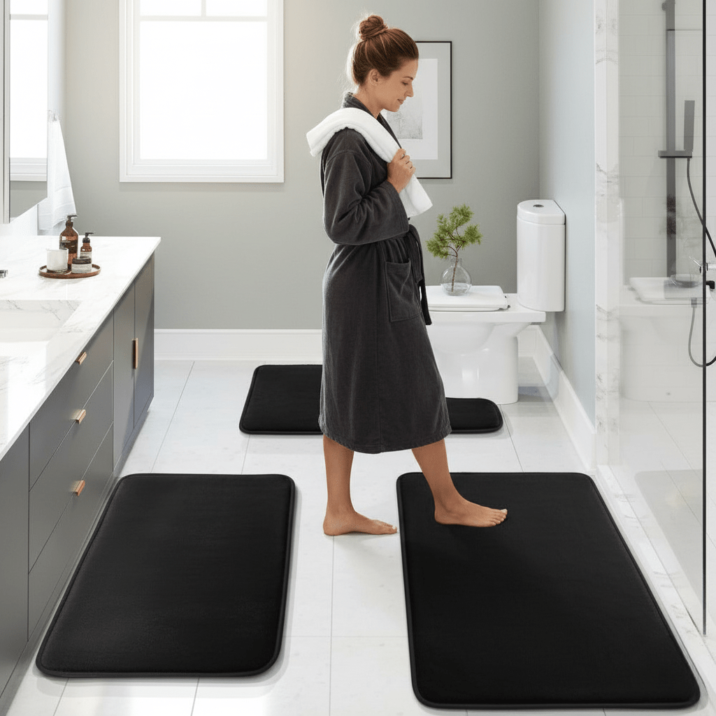 SOAKREST – Saugfähiges Badezimmerteppich-Set aus Memory-Schaum mit rutschfester Unterseite 2