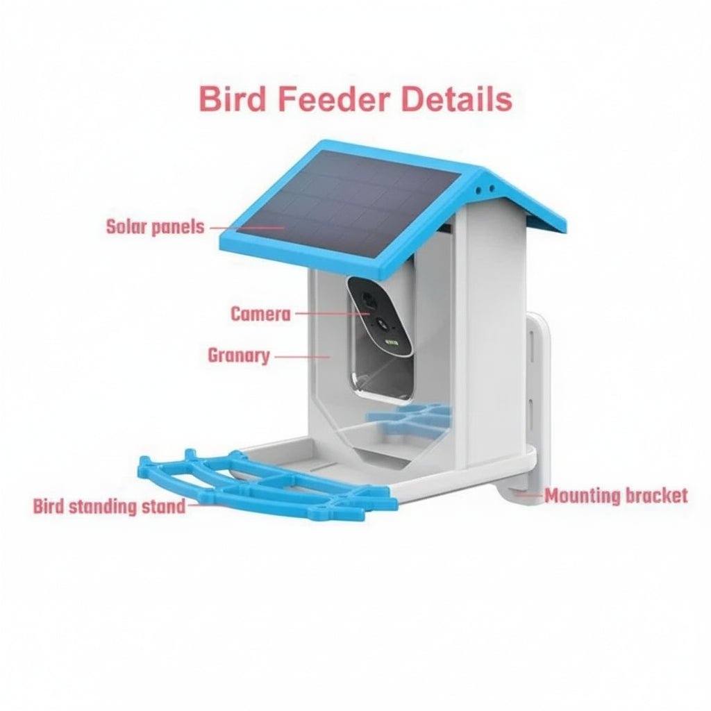 SOLARFEED – Intelligentes Solar-Vogelfutterhaus mit 2,4K-HD-Kamera und Nachtsicht 7