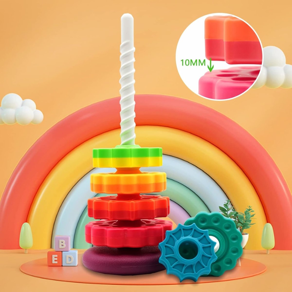 STACKBOW – Montessori Regenbogen-Stapelspielzeug für Kleinkinder 8