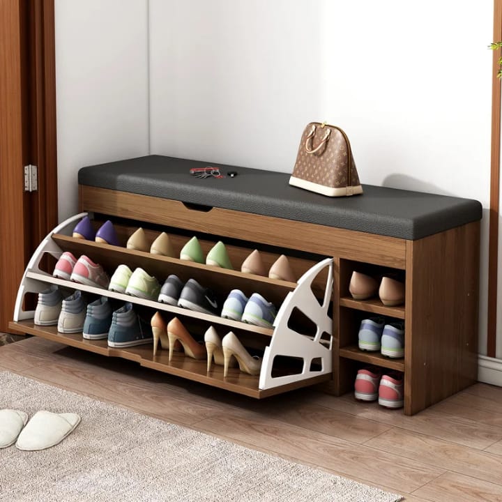 STORABENCH – 3-in-1 Schuhschrankbank mit klappbarem Aufbewahrungssystem für Flure 10