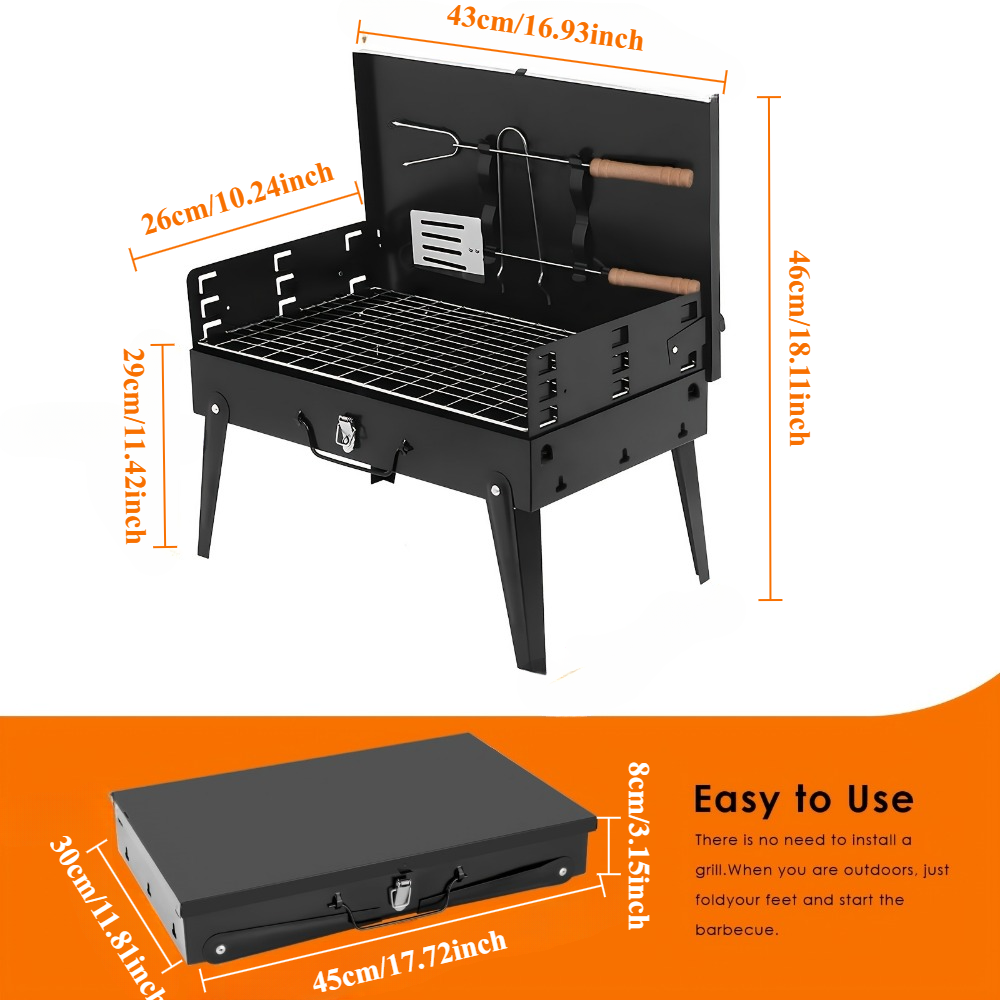 GrillMate Fold - Foldable steel garden barbecue for camping & garden