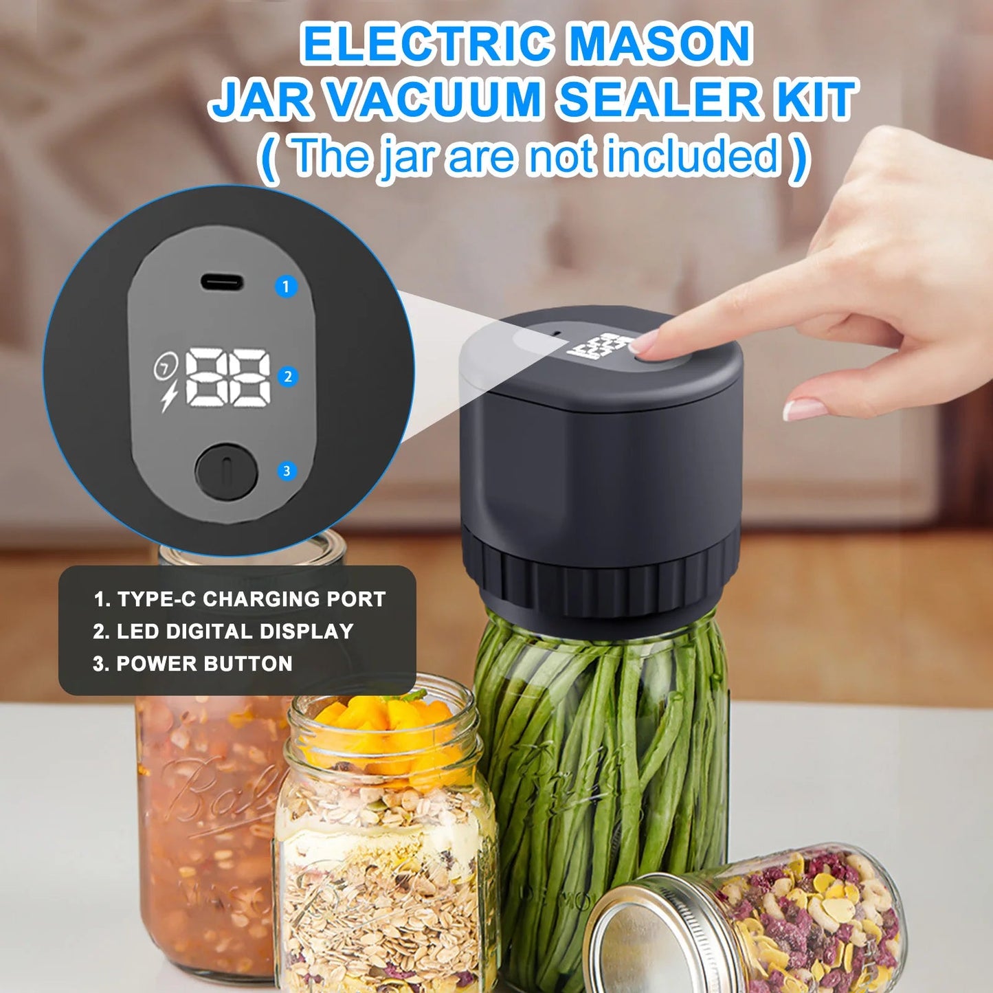 Selladora al vacío eléctrica – portátil y eficiente para botellas, frascos y latas
