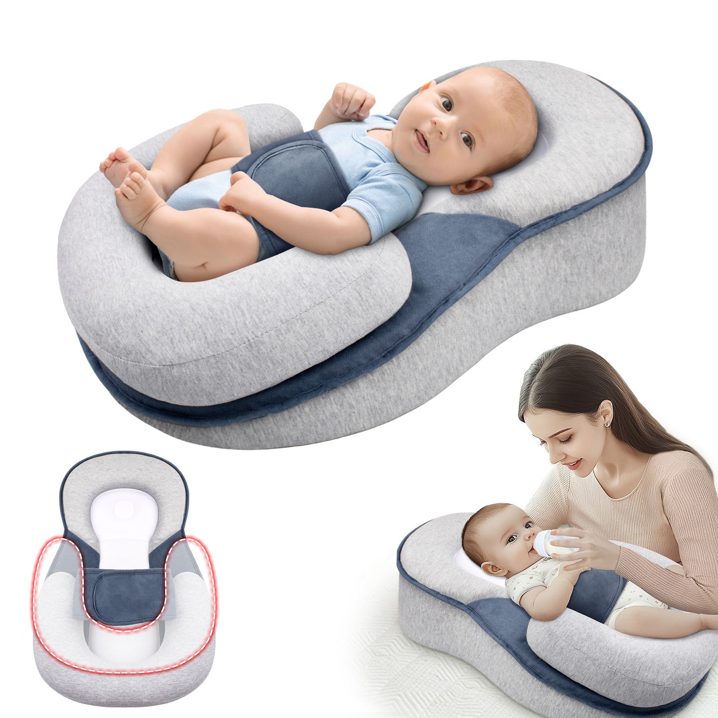 Almohada para bebé NestleNap – Almohada ergonómica para un sueño seguro del bebé