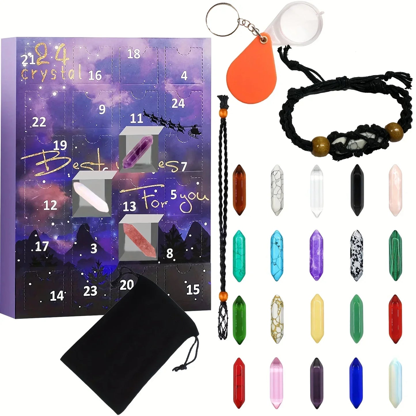 CrystalGems – Calendario de Adviento con 24 piedras preciosas reales para jóvenes exploradores