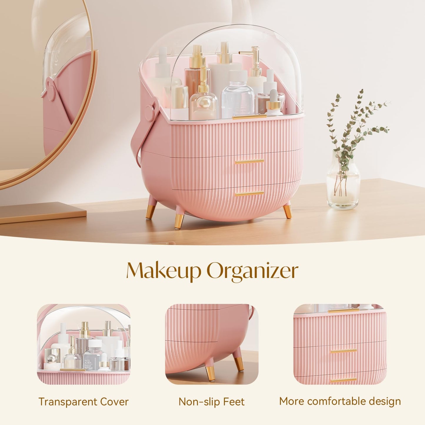 BeautySence make-up organiser - Dustproof & waterproof cosmetics box with elegant design