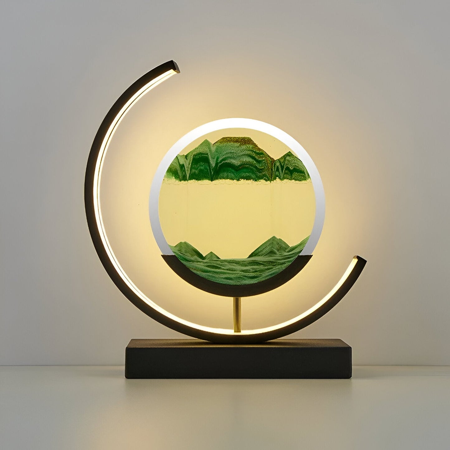 Lámpara de arena luminosa – lámpara de arena con movimiento relajante y ambiente de luz