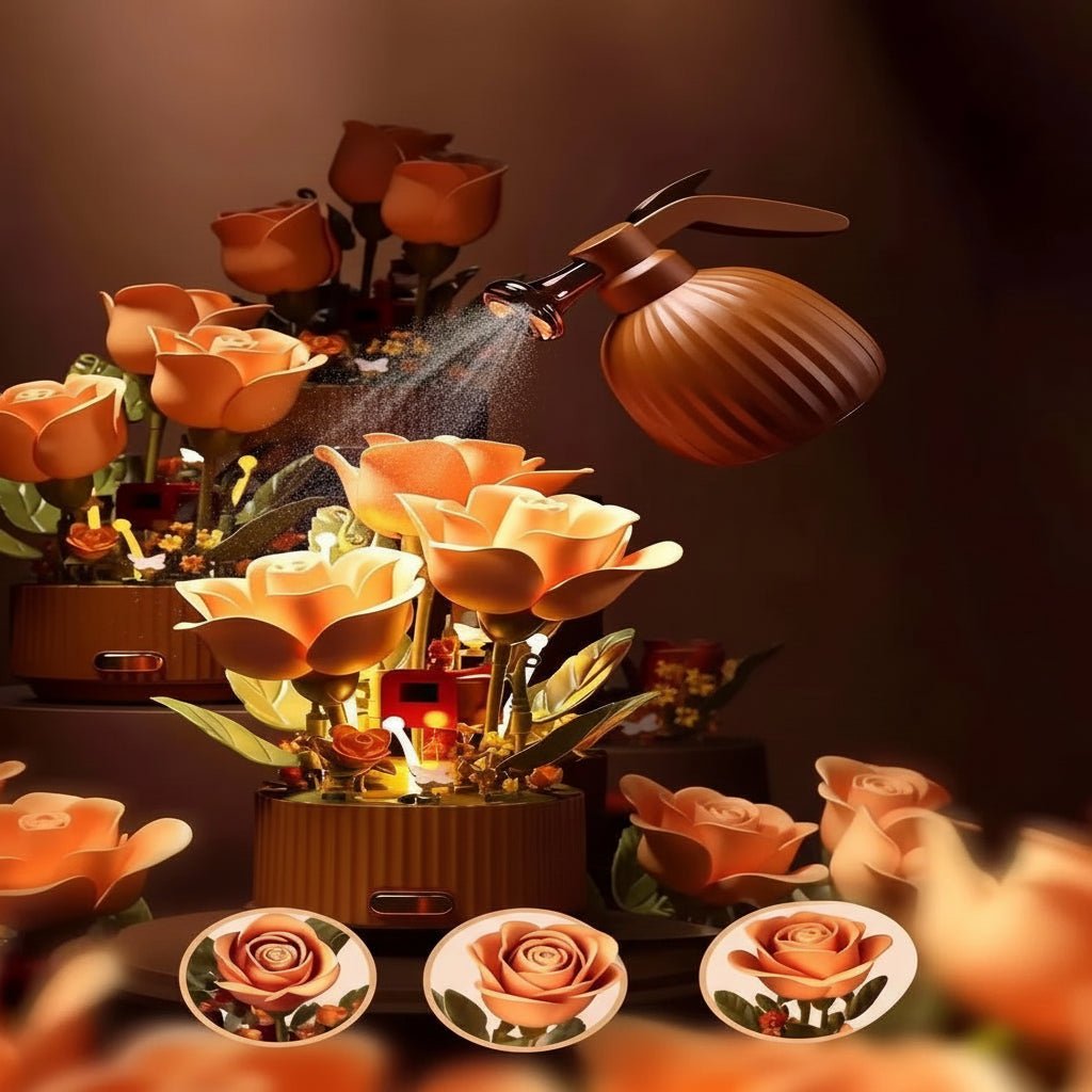 BLOOMA – Set de 255 piezas de bloques para ramo de rosas para niños creativos