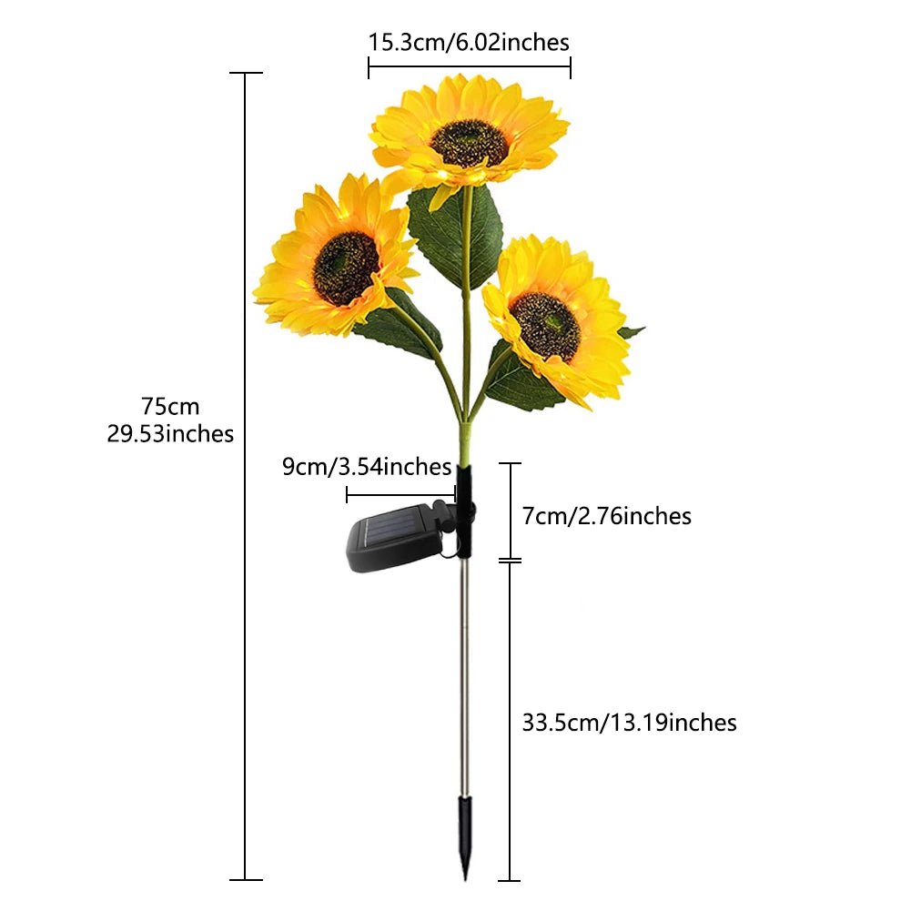 Waterproof sunflower-shaped solar lamp for gardens and outdoor areas – Automatic lighting