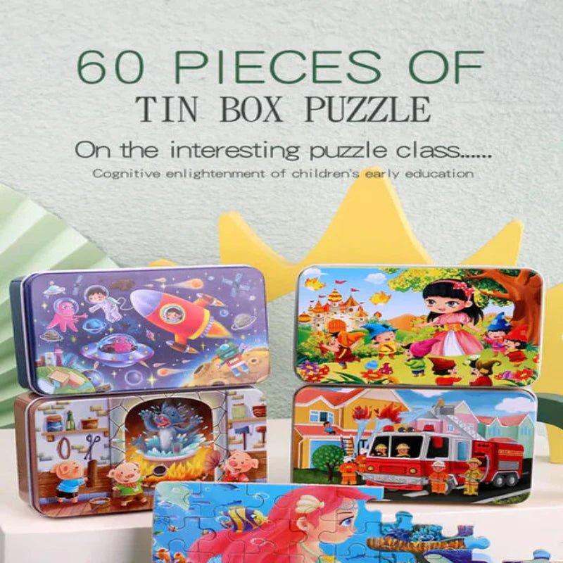 PUZZLIFY – 60-Teiliges Buntes Holzpuzzle für Kinder mit Tier- & Fahrzeugmotiven | Perfektes Weihnachtsgeschenk