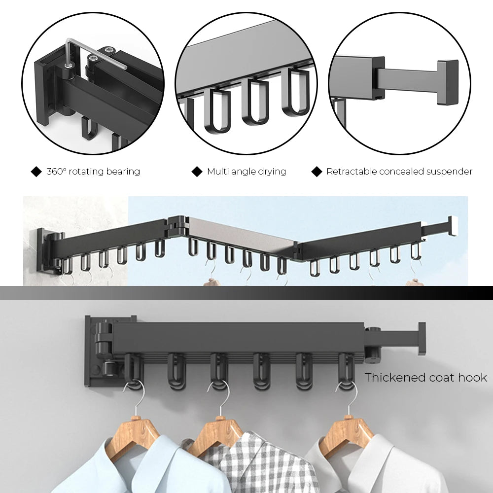 SpaceMax Pull-out clothes horse - Wall-mounted aluminium clothes dryer