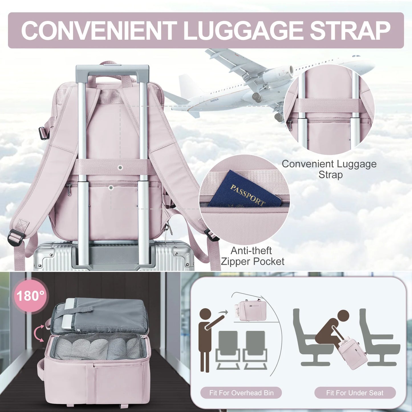 Vielseitiger Damen Rucksack für Reisen – Modernes Design, Handgepäck geeignet, Leichtgewicht, Geräumig-5