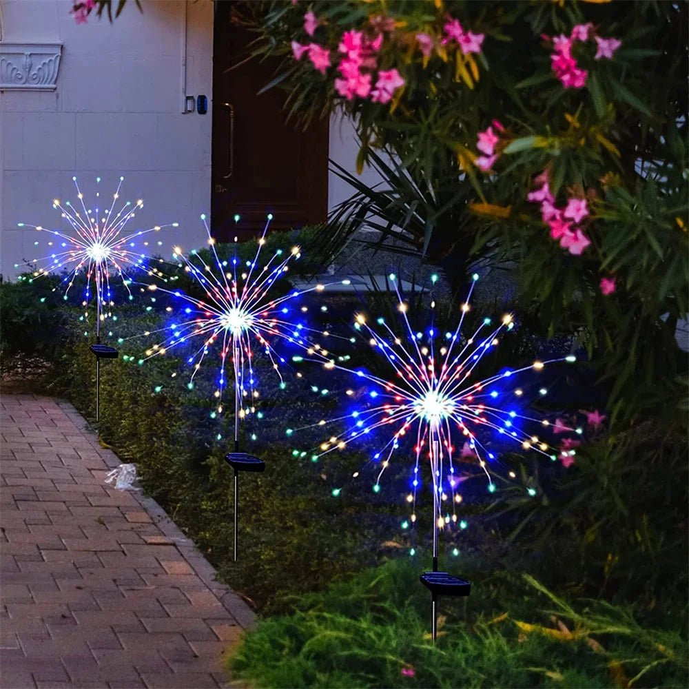 Solar garden lamp – Elegant LED fireworks lights for outdoor areas, IP65, solar-powered lighting