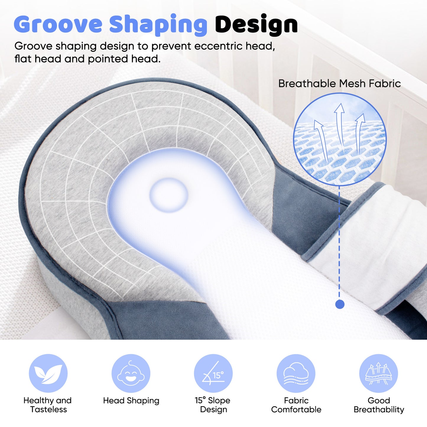 Almohada para bebé NestleNap – Almohada ergonómica para un sueño seguro del bebé