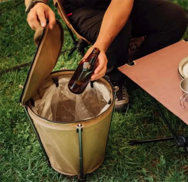 CAMPTRASH BIN – Foldable camping trash can made of Oxford fabric with 20L capacity & PVC lining
