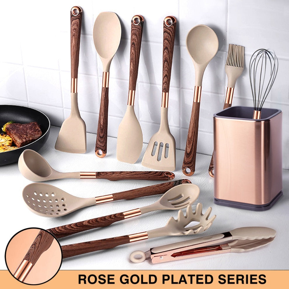 Set de utensilios de cocina SiliconeEase – resistente al calor y elegante para cualquier cocina