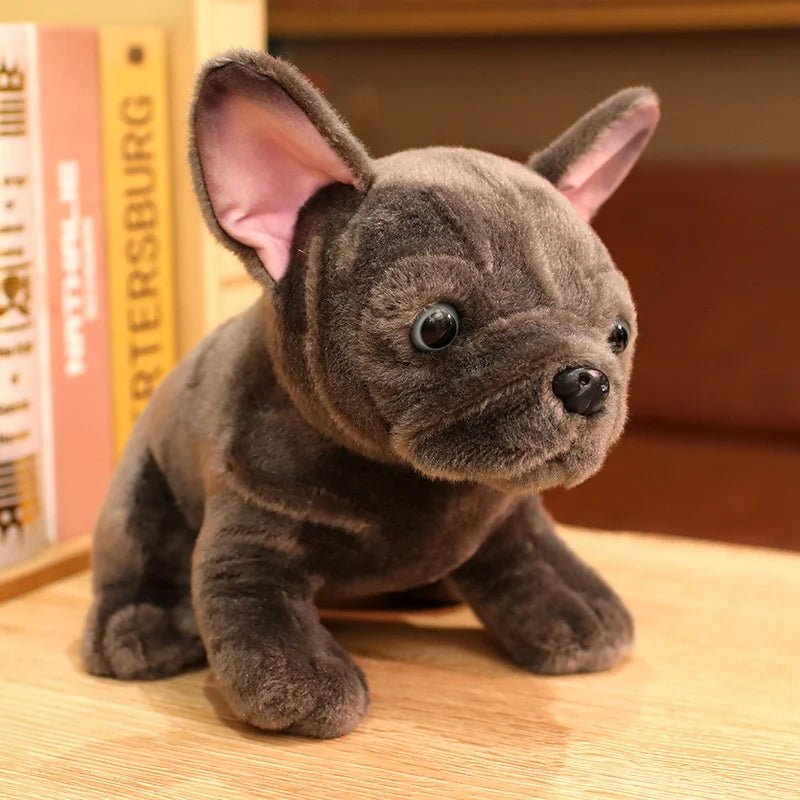 BULLDOFY – Realistisches Bulldog-Kuscheltier (28 cm) in Schwarz & Grau für Kinder und Tierliebhaber