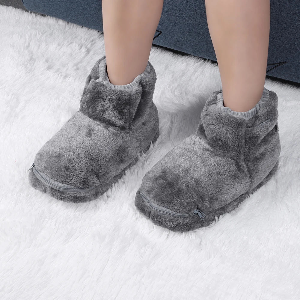 USB Beheizte Hausschuhe Damen Herren - Plüsch Innenpantoffeln Für Warme Füße-3