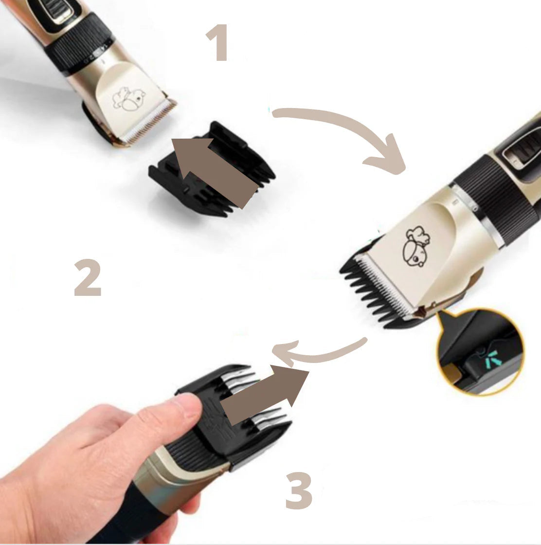 PETTS GROOMER - Professional dog trimmer with brush for all coat types