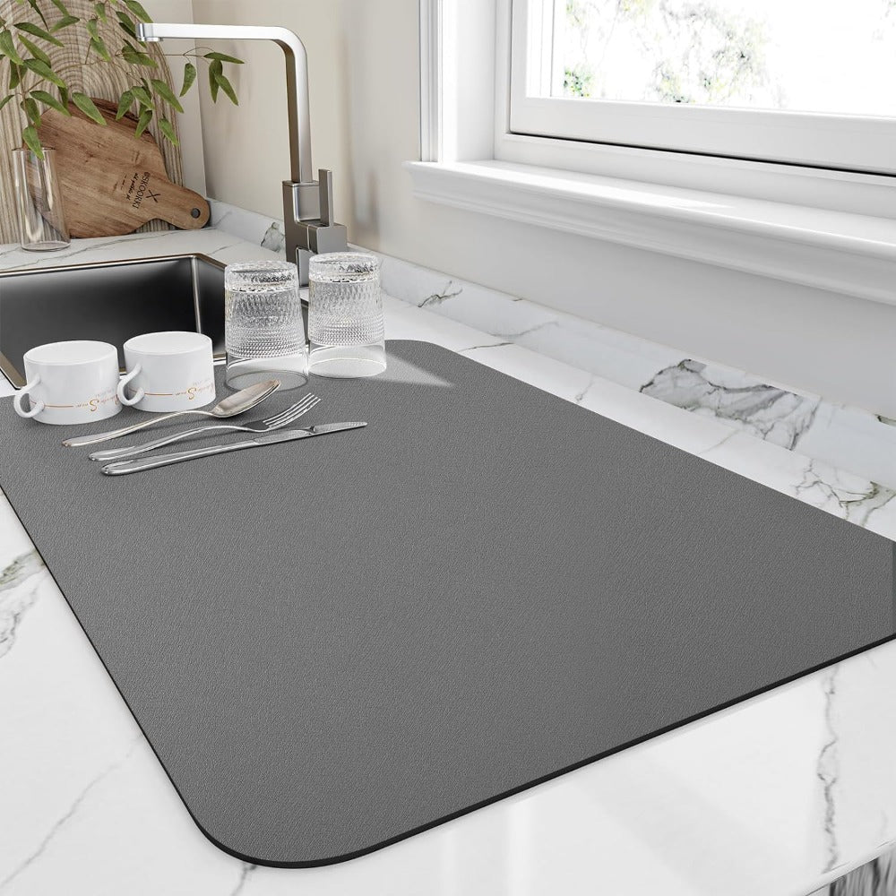 DISHDRY – Alfombrilla para vajilla de secado rápido de diatomita para cocinas limpias