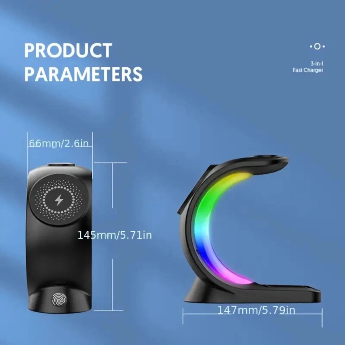 Schreibtischlampe LED Schwarz mit Handyhalter und Kabellosem Ladegerät 1