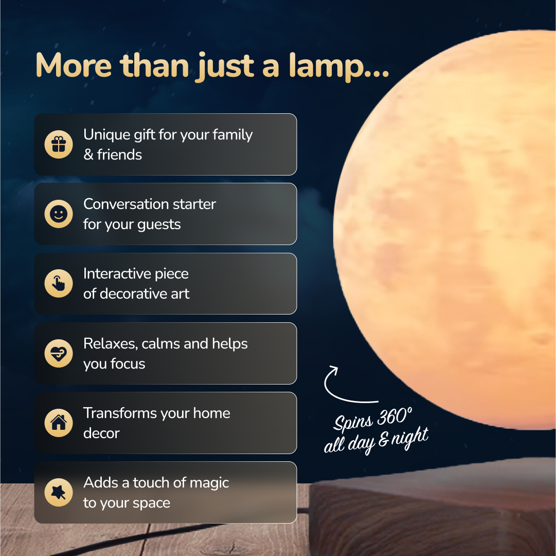MOONFLOAT - Floating moon lamp with 3 light colours and magnetic suspension