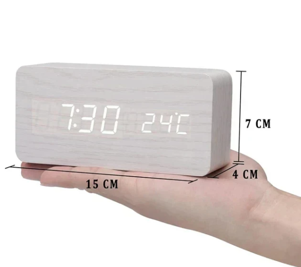 Variant image for LED-Holzuhr mit Sprachsteuerung – Moderne Holzdesign Uhr mit Klarer LED-Anzeige-7