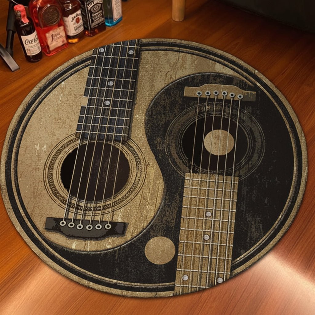 SOFTCHORD – Tappeto rotondo in flanella confortevole per chitarra, antiscivolo e lavabile in lavatrice per camerette bambini
