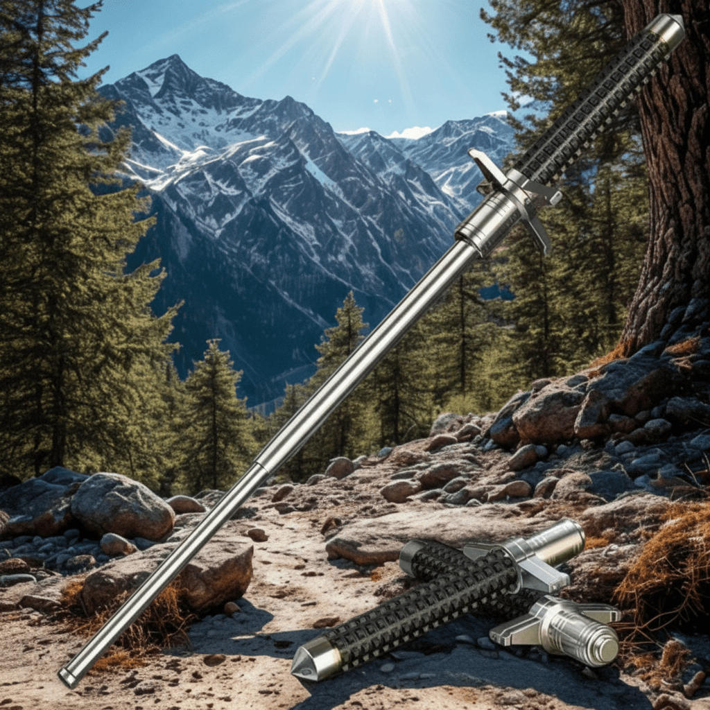 UrbanGuard Pro – Bâton de randonnée réglable avec poignée antidérapante, design robuste et fonction de sécurité discrète