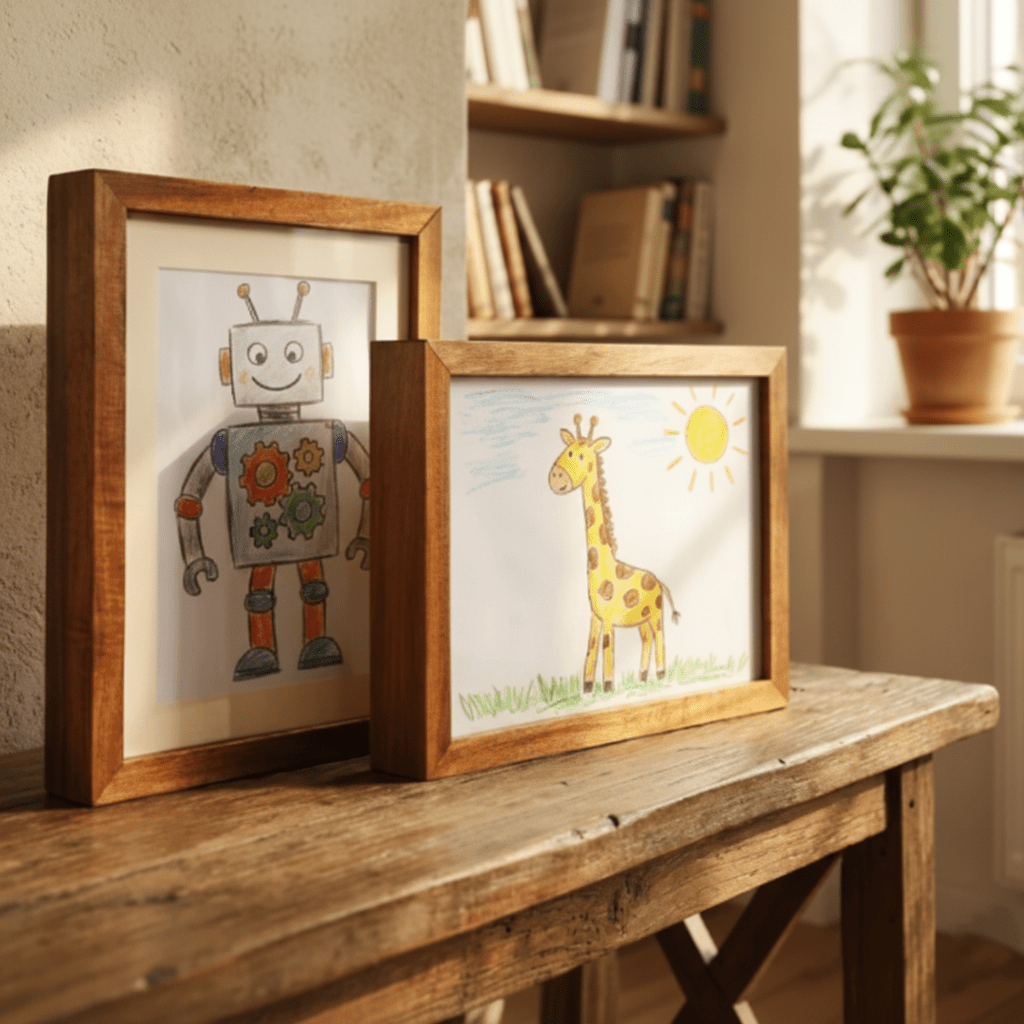 SKETCHBOX – Wood-Look Display Frame with Integrated Storage