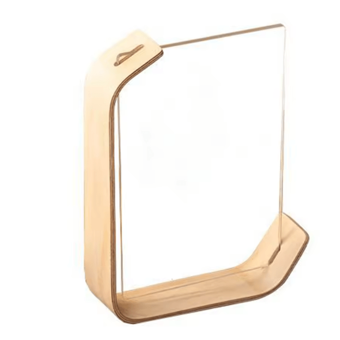 FOTODUO – Marco de fotos acrílico-madera con vista a doble cara para decoración moderna de mesa