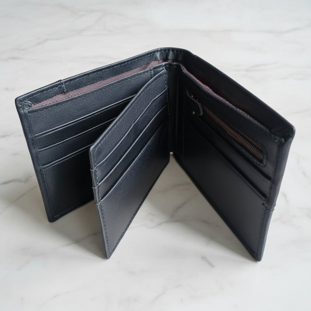 SAFEPOCKET - RFID-blocking genuine leather wallet for men