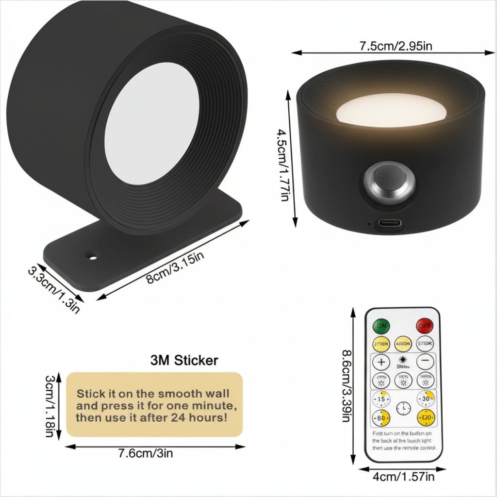 SCANDIGLOW – Draadloze noordse wandlamp met afstandsbediening