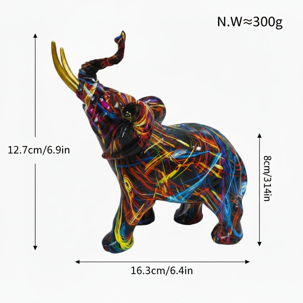INKTRUNK – Vibrant graffiti elephant figurine for artistic home décor
