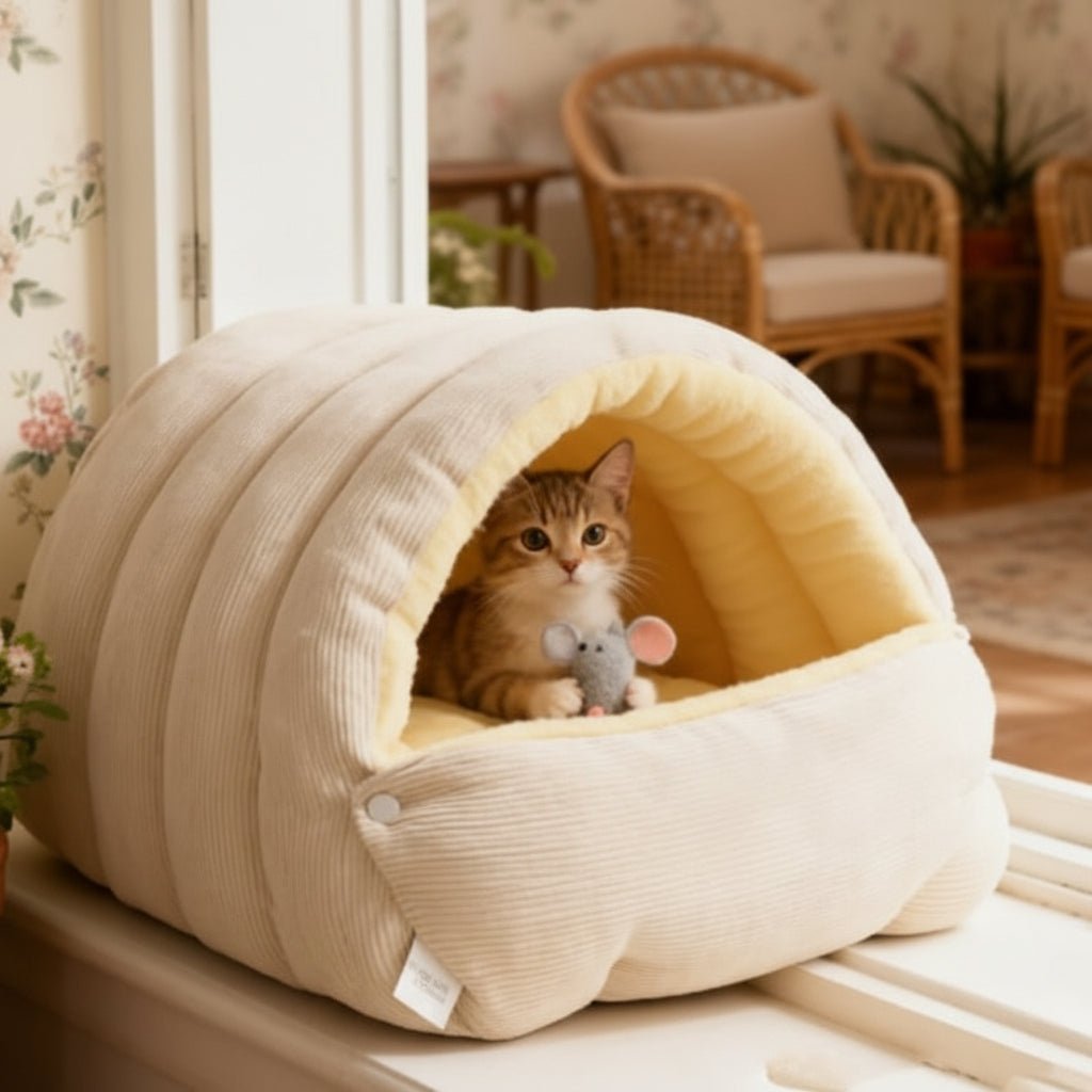 SNUGDEN – Enclosed cat bed for warmth & security