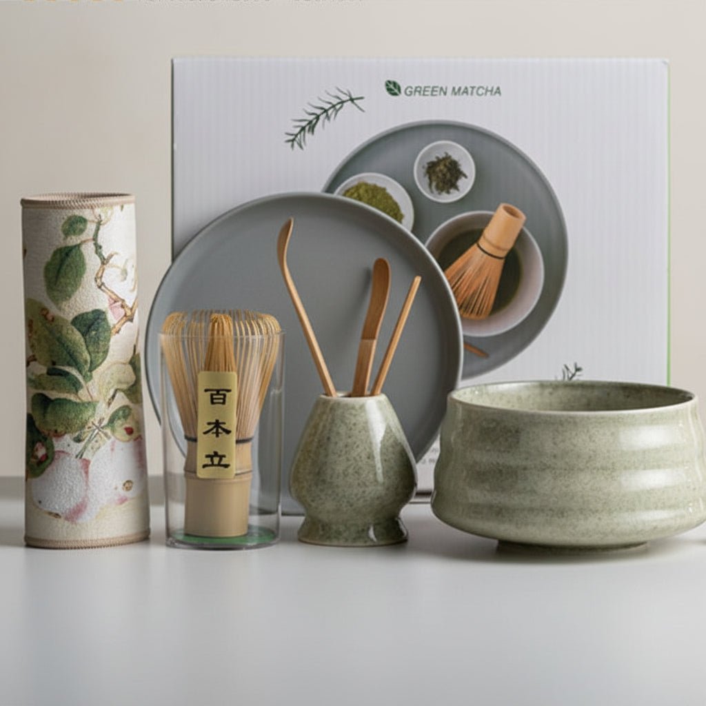 ZENBREW - Authentic matcha tea set, 8-piece set with sakura bowl and chasen