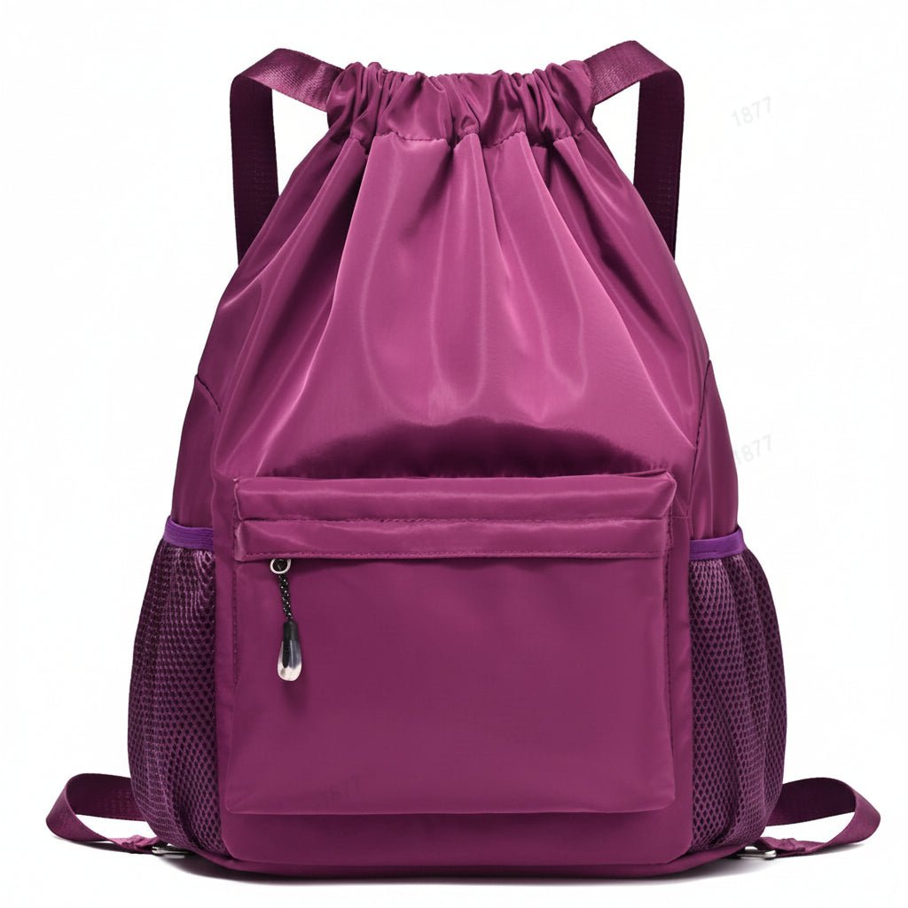 SportCord – Sporty Drawstring Backpack with Shoe Compartment & Pockets