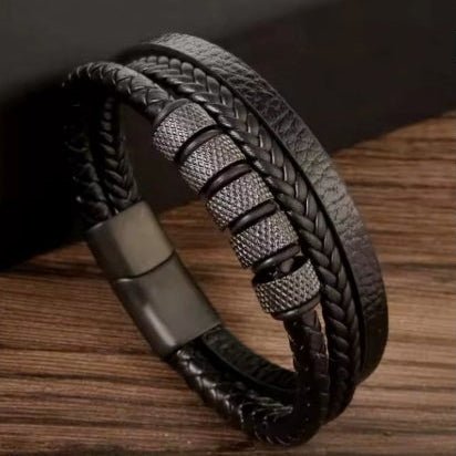 FORGELINE – Engravable men's bracelet made of braided faux leather in a modern style