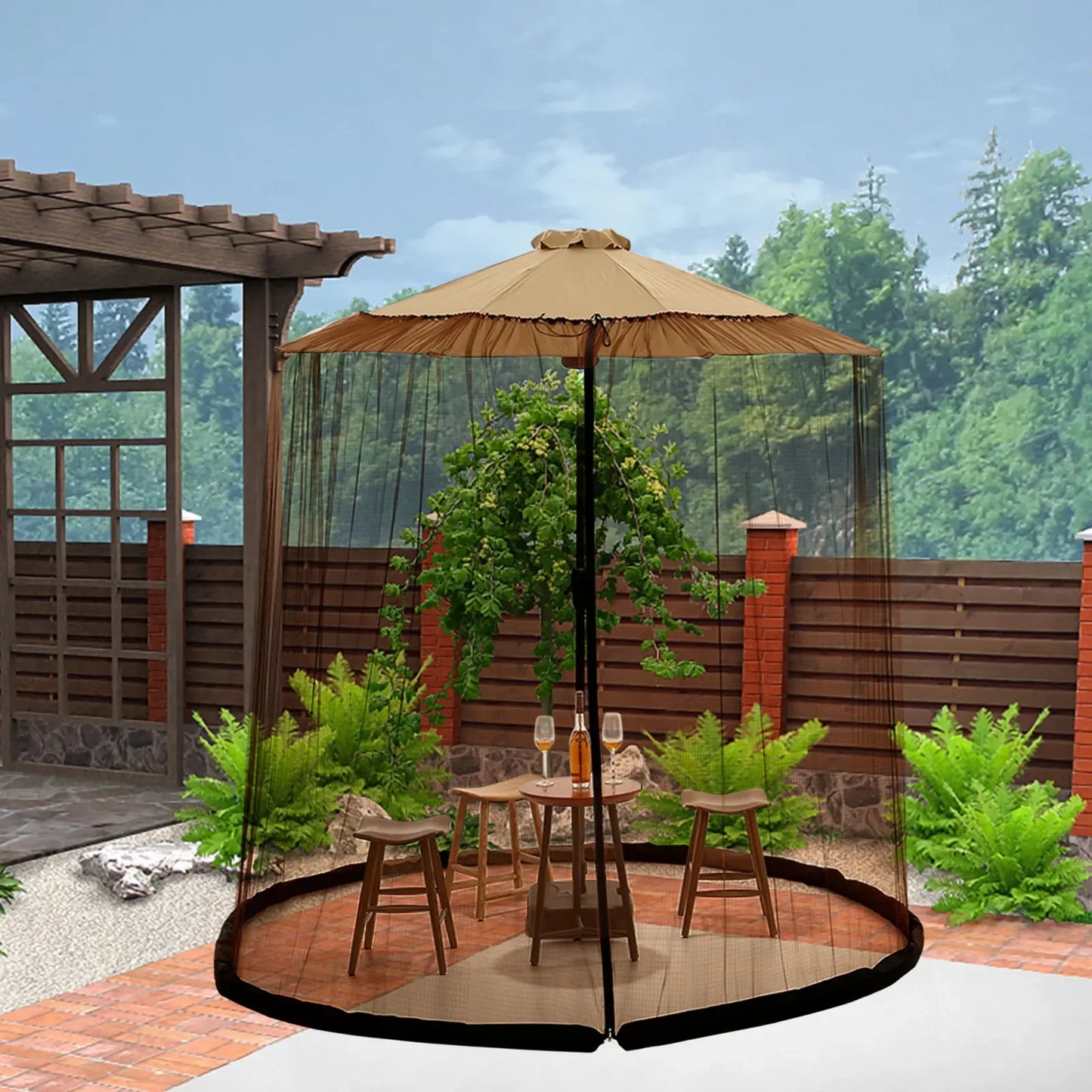 EcoShield Mosquito Net - Mosquito net for parasols up to 4m with zip fastener