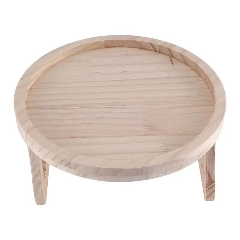 CLIPTABLE - Round Wooden Sofa Tray to Clip onto Armrests